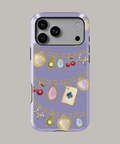 Funda personalizada iPhone Amethyst Mood con diseño colorido y detalles en oro.