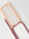 Funda de lujo para teléfono con cordón, estuche transparente con correa ajustable de colores.
