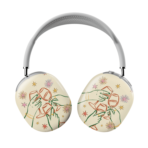 funda para AirPods Max polka dot con diseño de copas brindando y estrellas, estilo moderno y protector.