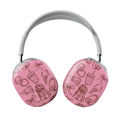 Funda AirPods Max para amantes de perros con diseño lila y dibujos de objetos relacionados con mascotas.