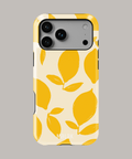Funda personalizada para iPhone con diseño de limones de Malak, resistente y estilizada.
