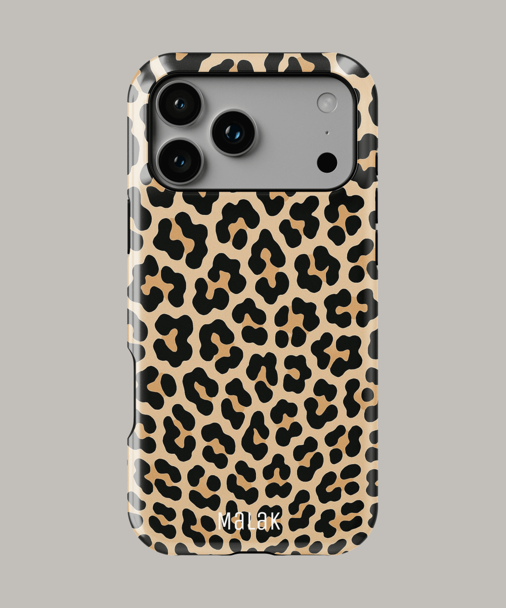 funda personalizada leopard print para iPhone de diseño exclusivo, resistente y con doble capa de protección.
