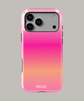 Fundas personalizadas para iPhone en diseño degradado rosa de Malak, resistente y elegante.