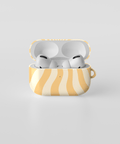 Fundas para AirPods con diseño en estilo moderno con estampado de rayas amarillo. Protección y estilo para tus audífonos.