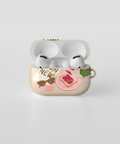 Estuche para AirPods diseño colombiano con ilustraciones coloridas y audífonos visibles.