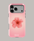 funda personalizada iPhone tropical con diseño de flor rosa